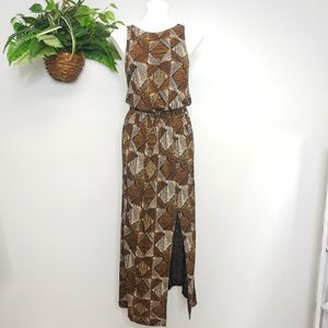 Lucky Brand Batik Dot Diamonds Maxi Dress Size Small